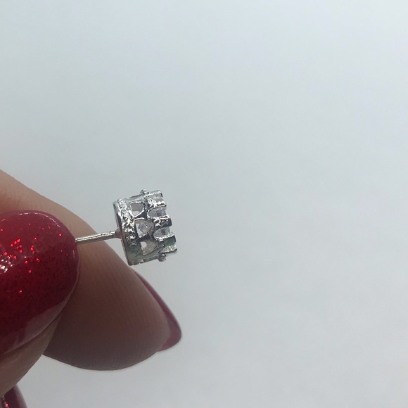 Silver Crown CZ Stud Earrings - Picture 4 of 5